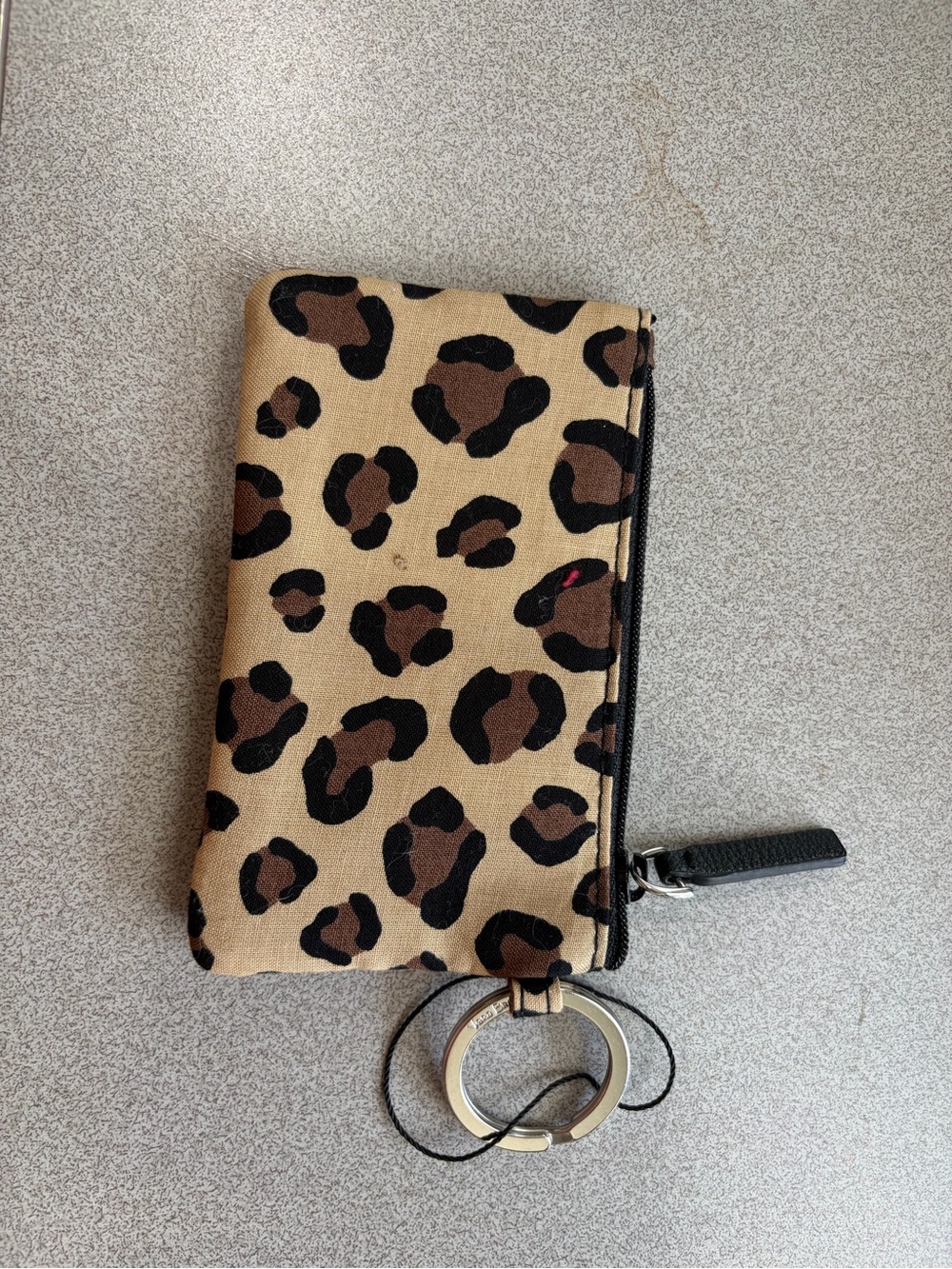 Vera Bradley Leopard Print ID Card Wallet Keyring - Beige & Brown - Picture 2 of 2